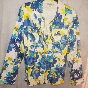 Pop of Floral Color - Casual Button-Front Jacket